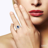 7x5 MM Pear Shape Sapphire and 1/2 Ctw Round Cut Diamond Precious Ring in 14K White Gold