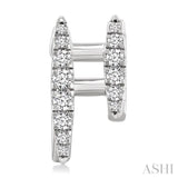 1/2 Ctw Petite Double Hoop Round Cut Diamond Fashion Huggies in 14K White Gold
