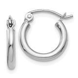 14k White Gold 2x12mm Polished Tube Hoop Earrings