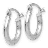14k White Gold 2x12mm Polished Tube Hoop Earrings