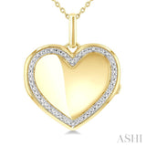 1/10 Ctw Heart Shape Round Cut Diamond Keepsake Locked Pendant With Chain in Yellow Gold Vermeil