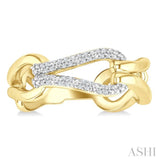 1/10 Ctw Round Cut Diamond Bold Knot Link Fashion Ring in Yellow Gold Vermeil