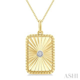 1/20 Ctw Rectangle Fluted Medallion Round Cut Diamond Pirouette Pendant With Chain in Yellow Gold Vermeil