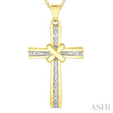 1/20 Ctw Round Cut Diamond Cross Pendant With Chain in Yellow Gold Vermeil