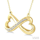 1/50 Ctw Conjoined Hearts Round Cut Diamond Infinity Pendant With Chain in Yellow Gold Vermeil