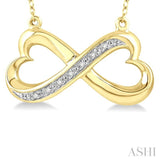 1/50 Ctw Conjoined Hearts Round Cut Diamond Infinity Pendant With Chain in Yellow Gold Vermeil