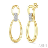 1/10 Ctw Oval Shape Link Round Cut Diamond Fashion Earrings in Yellow Gold Vermeil