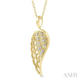 1/20 Ctw Round Cut Diamond Angel Wing Pendant With Chain in Yellow Gold Vermeil