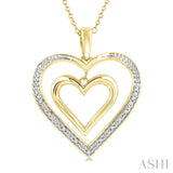 1/50 Ctw Twin Heart Round Cut Diamond Pendant With Chain in Yellow Gold Vermeil