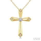 1/20 Ctw Round Cut Diamond Fashion Cross Pendant With Chain in Yellow Gold Vermeil