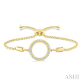 1/10 Ctw Hollow Cut Circle Round Cut Diamond Lariat Bracelet in Yellow Gold Vermeil