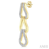 1/10 Ctw Round Cut Diamond Bold Knot Link Fashion Earrings in Yellow Gold Vermeil