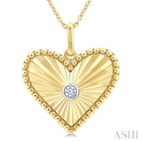 1/20 Ctw Heart Fluted Medallion Round Cut Diamond Pirouette Pendant With Chain in Yellow Gold Vermeil
