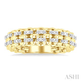 1/10 Ctw Bold Cable Chain Inspired Weave Circle Round Cut Diamond Ring in Yellow Gold Vermeil