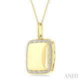 1/10 Ctw Square Shape Round Cut Diamond Keepsake Locked Pendant With Chain in Yellow Gold Vermeil