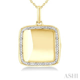 1/10 Ctw Square Shape Round Cut Diamond Keepsake Locked Pendant With Chain in Yellow Gold Vermeil