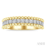 1/10 Ctw Round Cut Bead Bijoux Diamond Bold Bead Design Fashion Band in Yellow Gold Vermeil