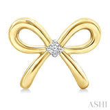 1/50 Ctw Bow Round Cut Diamond Fashion Earrings in Yellow Gold Vermeil