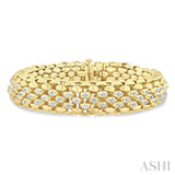 1/4 Ctw Bold Weave Hollow Cylindrical Design Round Cut Diamond Fashion Bracelet in Yellow Gold Vermeil