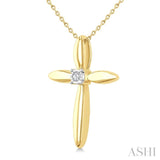 1/50 Ctw Single Cut Diamond Fashion Cross Pendant With Chain in Yellow Gold Vermeil
