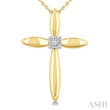 1/50 Ctw Single Cut Diamond Fashion Cross Pendant With Chain in Yellow Gold Vermeil