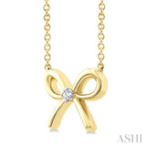 1/50 Ctw Bow Round Cut Diamond Fashion Pendant With Chain in Yellow Gold Vermeil
