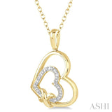 1/50 Ctw Round Cut Diamond Heart Pendant With Chain in Yellow Gold Vermeil
