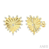 1/5 Ctw Round Cut Diamond Pirouette Heart Fluted Fashion Earrings in 10K Yellow Gold