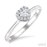 1/4 Ctw Heart and Round Cut Diamond Fashion Halo Ring in 14K White Gold