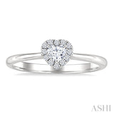 1/4 Ctw Heart and Round Cut Diamond Fashion Halo Ring in 14K White Gold