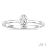 1/5 Ctw Bezel Set Marquise Cut Diamond Fashion Ring in 14K White Gold