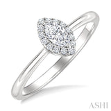 1/4 Ctw Marquise and Round Cut Diamond Fashion Halo Ring in 14K White Gold