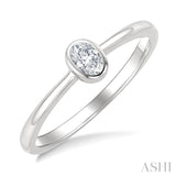 1/5 Ctw Bezel Set Oval Cut Diamond Fashion Ring in 14K White Gold