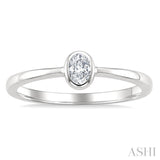 1/5 Ctw Bezel Set Oval Cut Diamond Fashion Ring in 14K White Gold