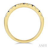 2.3 MM Round Shape Sapphire and 1/4 Ctw Round Cut Diamond Precious Wedding Band in 14K Yellow Gold