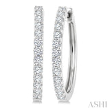 1 Ctw Round Cut Diamond Hoop Earrings in 14K White Gold