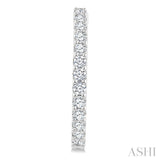 1 Ctw Round Cut Diamond Hoop Earrings in 14K White Gold