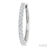 1 Ctw Round Cut Diamond Hoop Earrings in 14K White Gold