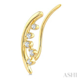1/10 Ctw Round Cut Diamond Fashion Ear Climbers in 10K Yellow Gold