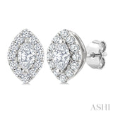 1/4 Ctw Marquise and Round Cut Diamond Fashion Halo Stud Earrings in 14K White Gold