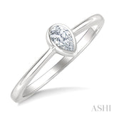 1/5 Ctw Bezel Set Pear Cut Diamond Fashion Ring in 14K White Gold
