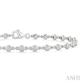 1 Ctw Bezel Set Round Cut Diamond Station Bracelet in 14K White Gold