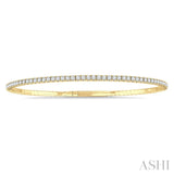 2 Ctw Round Cut Diamond Fullway Straight Flex Bangle in 14K Yellow Gold