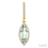 12X5 MM Evoque Gemstones Marquise Shape Green Amethyst and 1/3 Ctw Round Cut Diamond Semi-Precious Earrings in 10K Yellow Gold