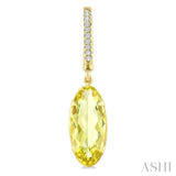 14X6 MM Evoque Gemstones Oval Shape Lemon Quartz and 1/10 Ctw Round Cut Diamond Semi-Precious Earrings in 14K Yellow Gold