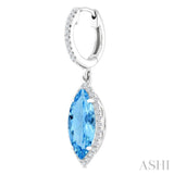 12X5 MM Evoque Gemstones Marquise Shape Blue Topaz and 1/3 Ctw Round Cut Diamond Semi-Precious Earrings in 10K White Gold