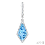 14X7 MM Evoque Gemstones Kite Shape Blue Topaz and 1/3 Ctw Round Cut Diamond Semi-Precious Earrings in 14K White Gold