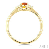 1/20 Ctw Oval Cut 6X4 MM Citrine and Round Cut Diamond semi-precious Ring in 10K Yellow Gold