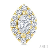 1/4 Ctw Marquise and Round Cut Diamond Fashion Halo Stud Earrings in 14K Yellow Gold