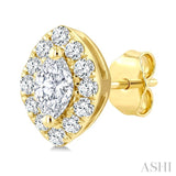 1/4 Ctw Marquise and Round Cut Diamond Fashion Halo Stud Earrings in 14K Yellow Gold